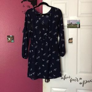 H&M Navy Blue dress with white birds